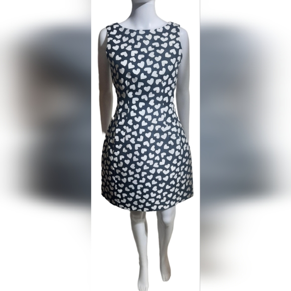 NWT Kate Spade Dancing Hearts Domino Dress Black Cream White Formal size 2 - Picture 1 of 15
